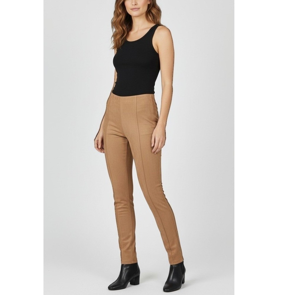 Tahari Womens S Petite Faux Suede Camel Neutral Fall Quiet Lux Pants Country